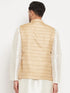 VASTRAMAY Men's Beige Silk Blend Nehru Jacket